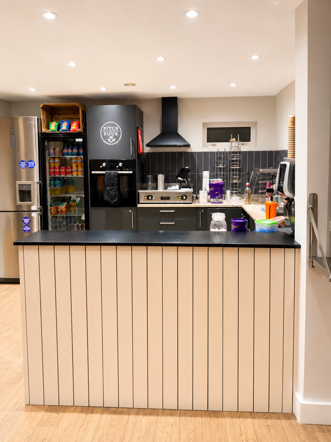 Inside the Pitch & Pour cabin