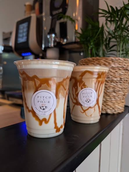 Iced caramel lattes at Pitch & Pour